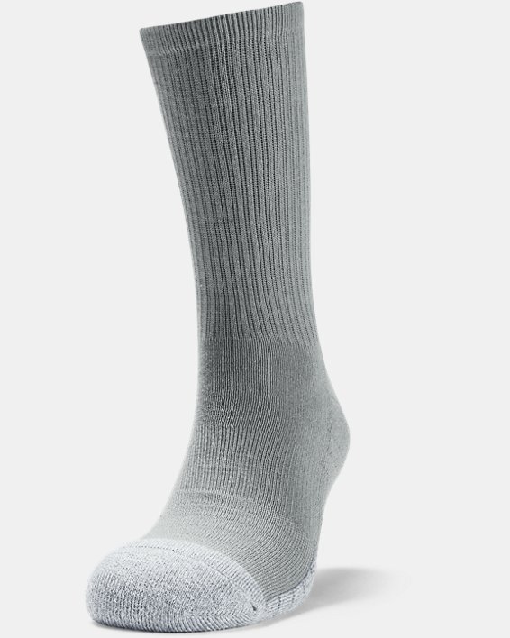 Paquete de tres pares de calcetines HeatGear® Crew para adultos, Gray, pdpMainDesktop image number 1